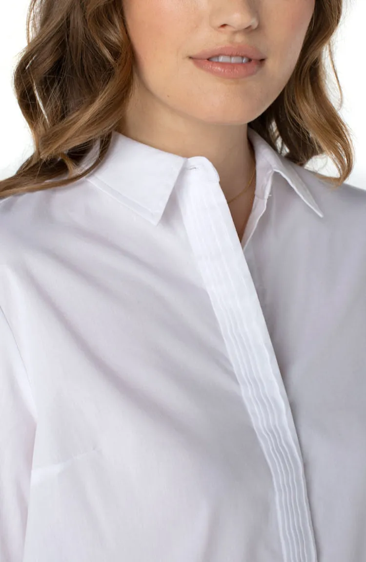 Hidden Placket Shirt With Pintucks