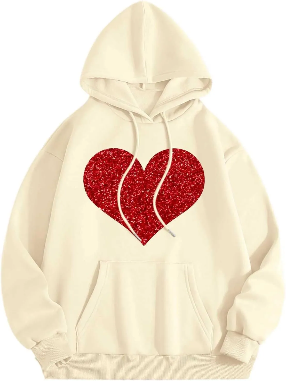 Hoodie Women Love Graphic Print Y2K Hoodies Oversized Casual Drawstring Long Sleeve Pullover Tops with Pockets
