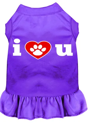I Heart You Screen Print Dress Purple Xxl