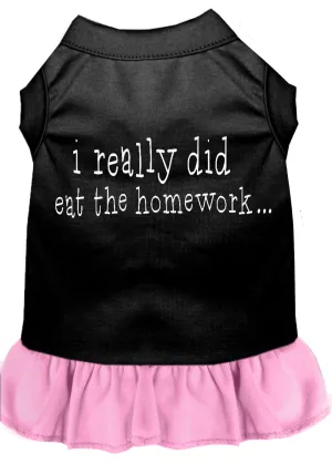 I Really Did Eat The Homework Screen Print Dress Black With Light Pink Xxl