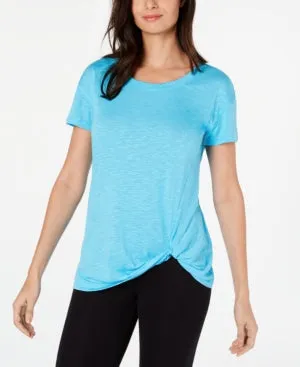 IDEOLOGY Womens Aqua Short Sleeve Crew Neck T-Shirt Active Wear Top