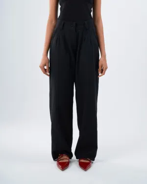 Linen tailored pants in black