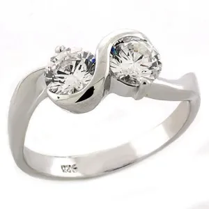 LOAS1210 - 925 Sterling Silver Ring Rhodium Women AAA Grade CZ Clear