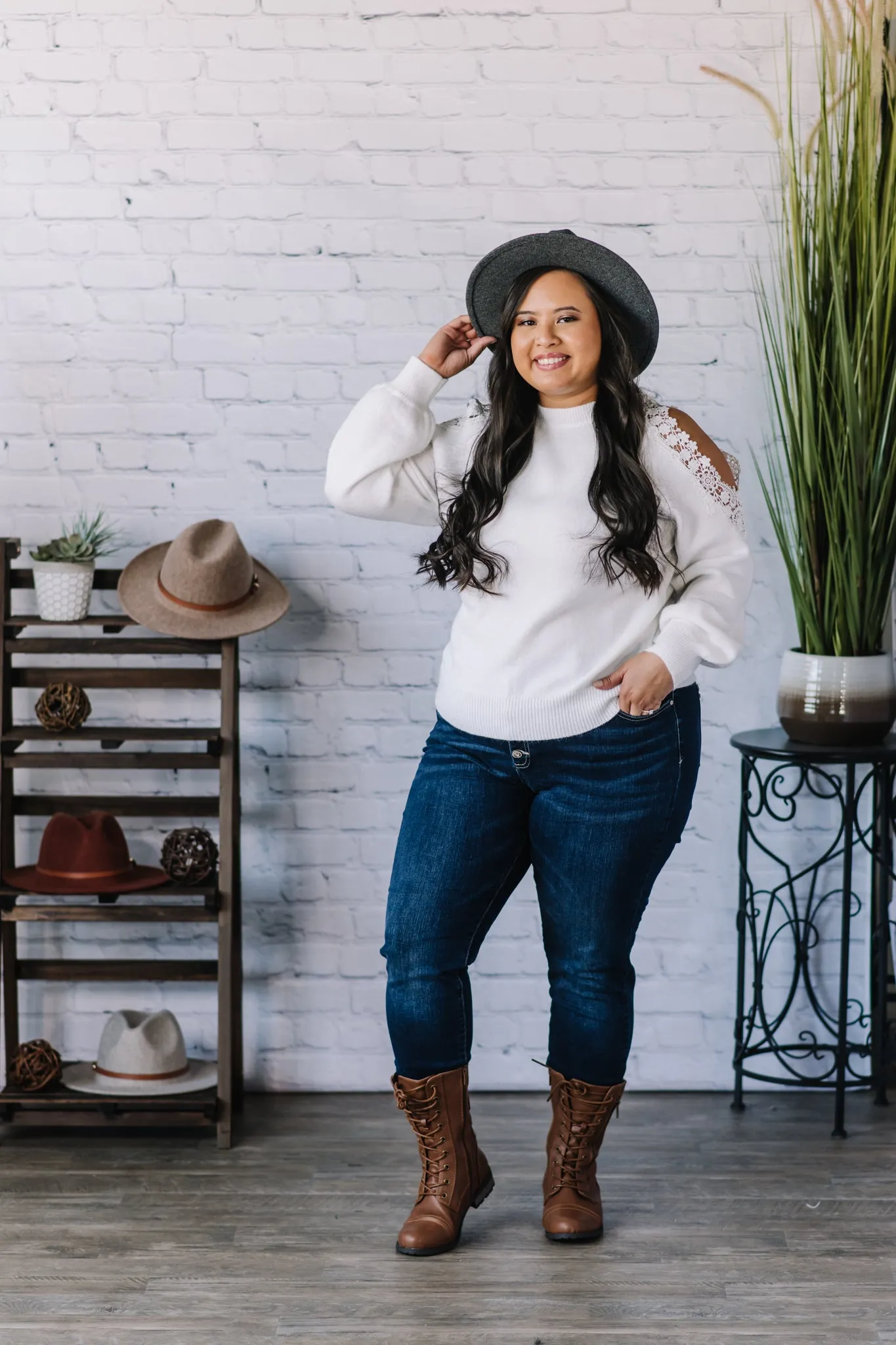 Lovely Lady Lace Sleeve Sweater