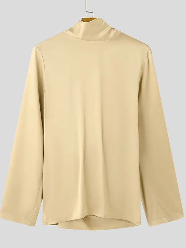 Mens Solid Color Sparkling Design Long-Sleeve T-Shirt SKUK85800