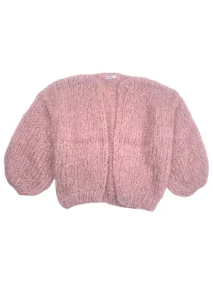 Mohair Bomber Cardigan in Antique Pink