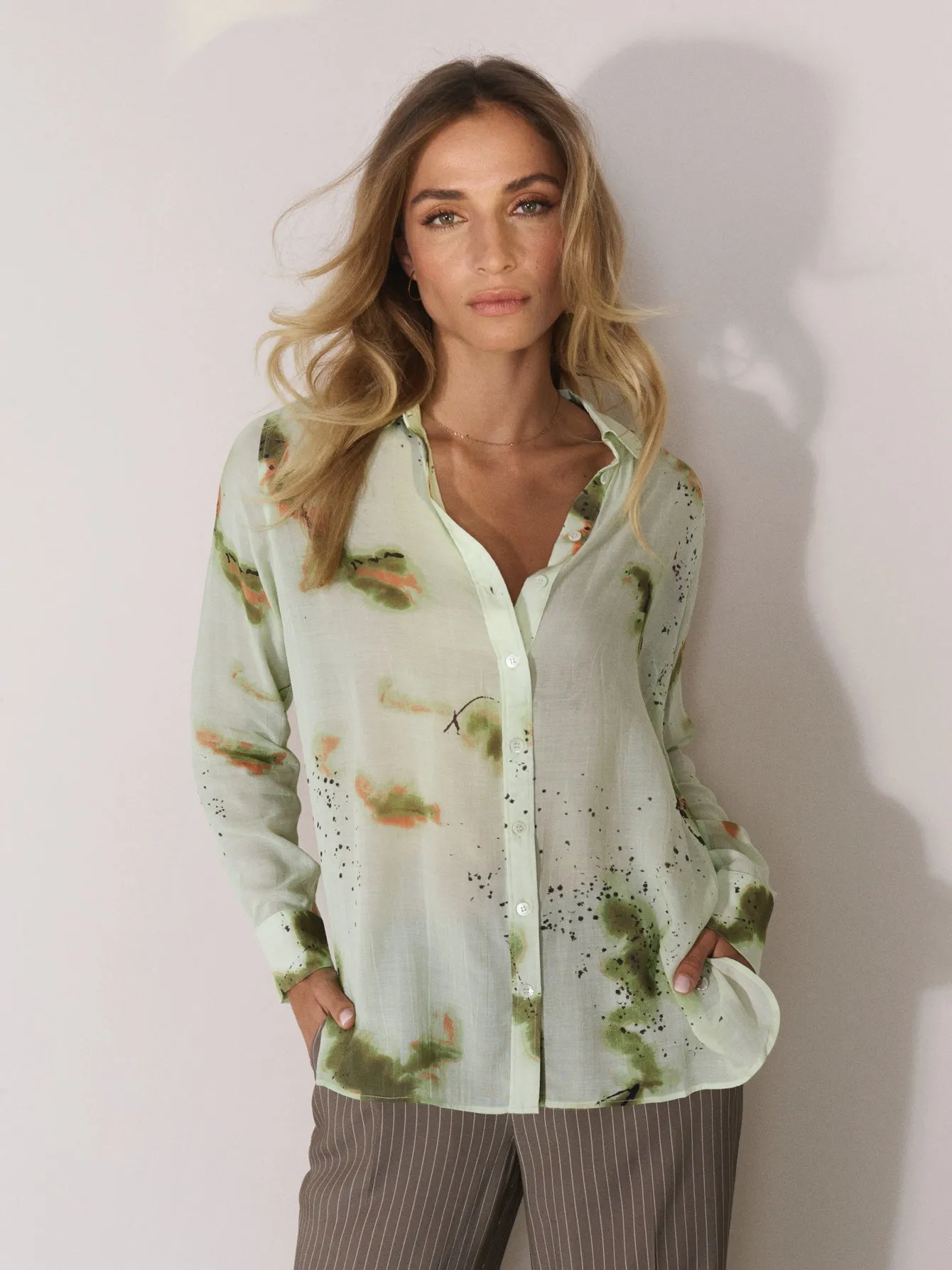 MOS MOSH Taylor Blury Button Up Shirt, SEACREST GREEN