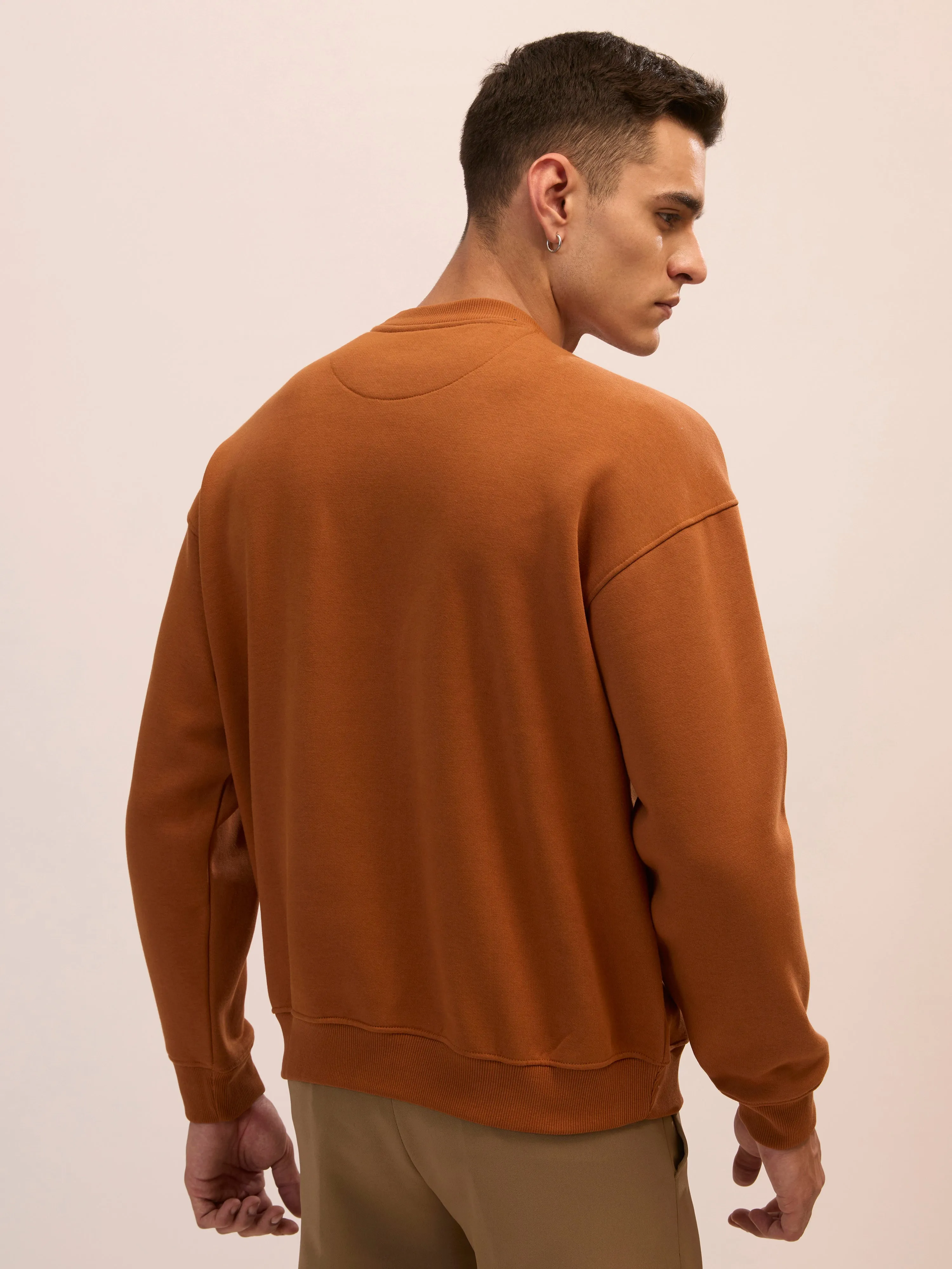 Nagant - Full Sleeve Fleeced Sweater Tee - Brown