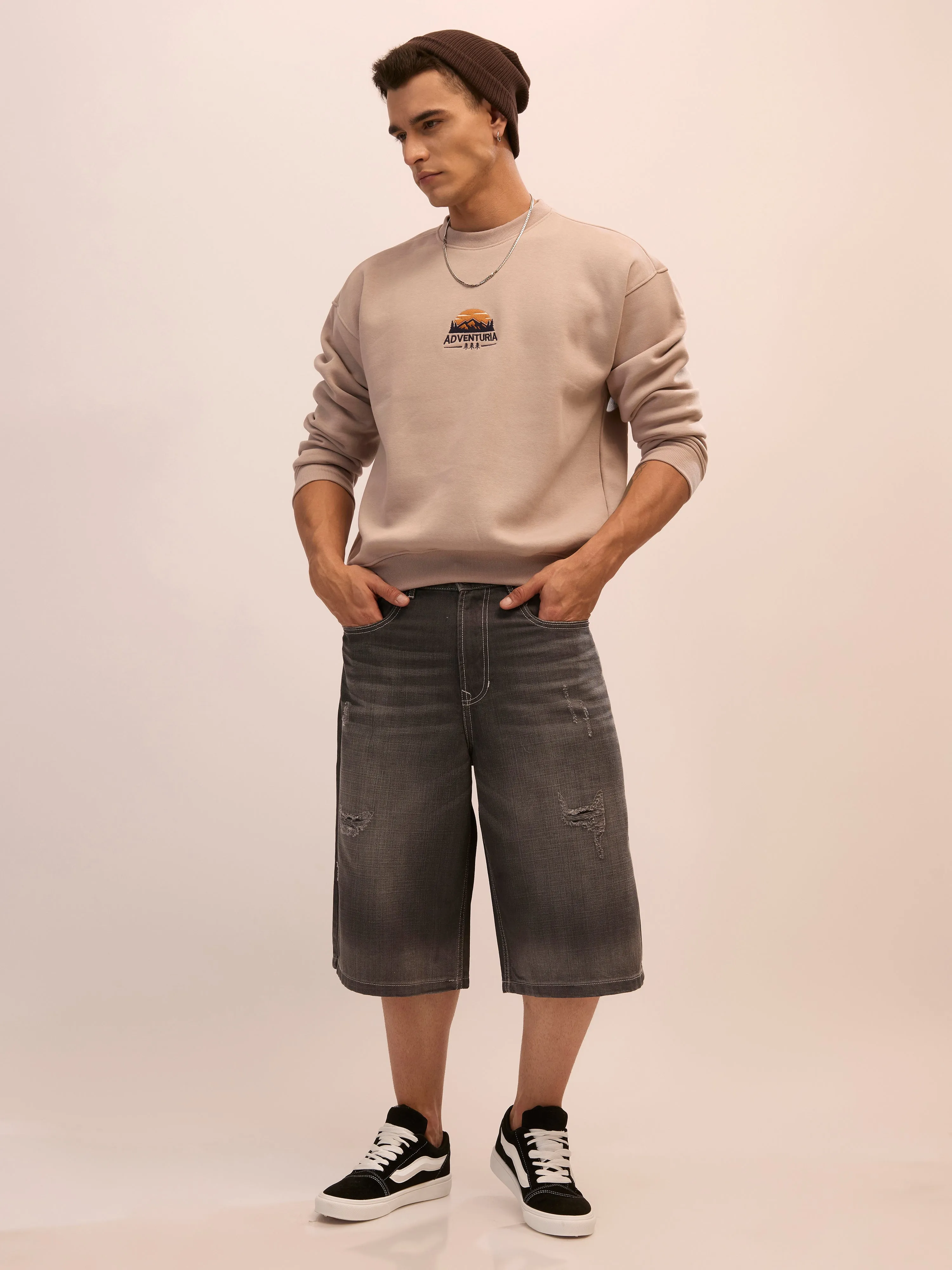 Nagant - Full Sleeve Fleeced Sweater Tee - Gray