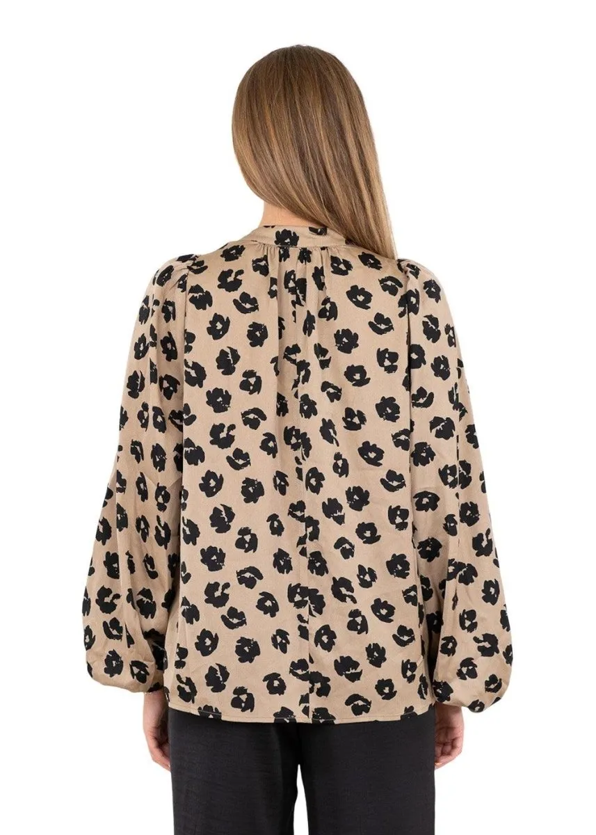 Nara Distressed Dot Blouse - Dusty Taupe