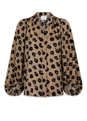 Nara Distressed Dot Blouse - Dusty Taupe