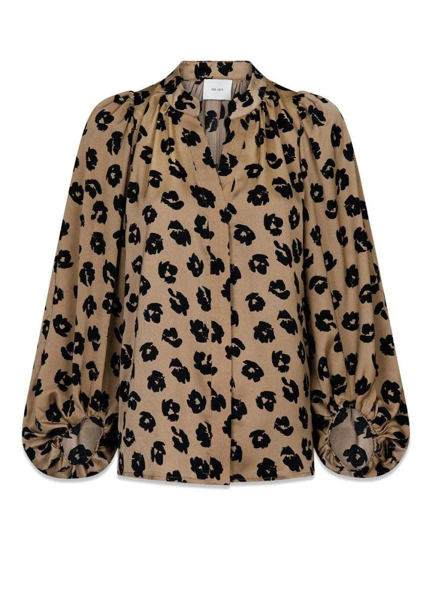 Nara Distressed Dot Blouse - Dusty Taupe