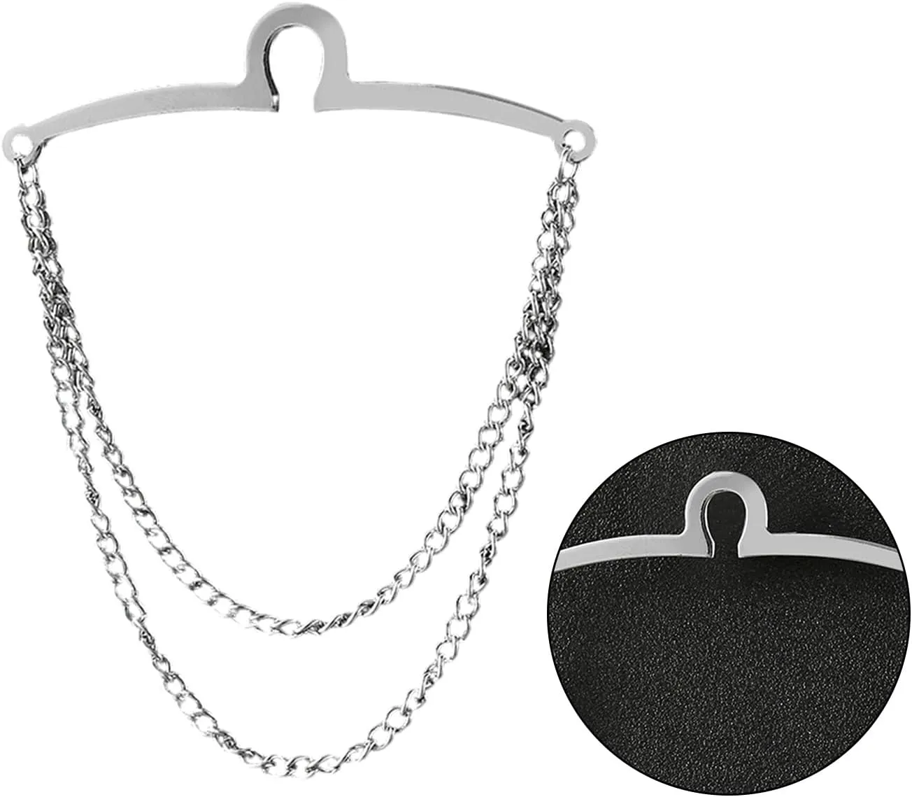 NUEAYMS Men Tie Chain Double Chains Shirt Blouses Necktie Link Chain Buckle Metal Tie Clips Business Wedding Accessories