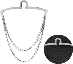 NUEAYMS Men Tie Chain Double Chains Shirt Blouses Necktie Link Chain Buckle Metal Tie Clips Business Wedding Accessories