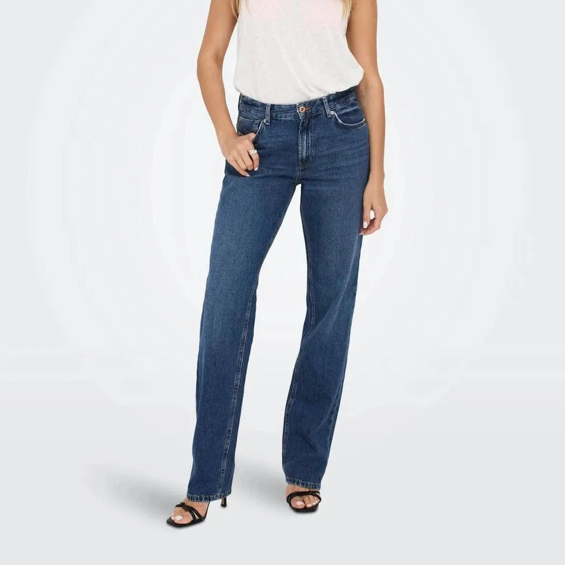 ONLY Onljaci Mid Waist Straight Fit Jeans