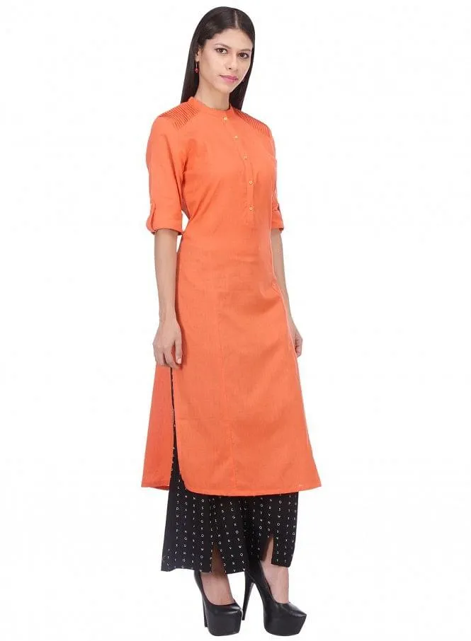Orange 3/4 Sleeve kurta