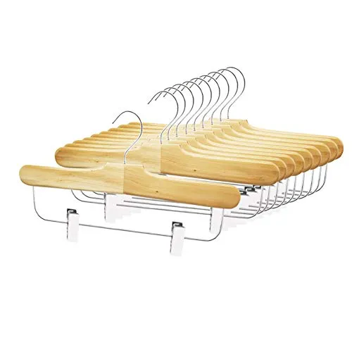 Perfecasa Svelte Series Wooden Pants Hangers 10 Pack (Natural)