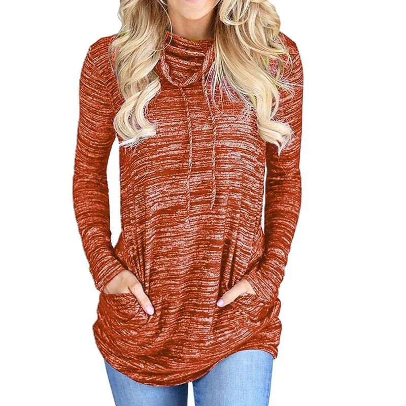 Pocket Drawstring Slim Long Hoodie