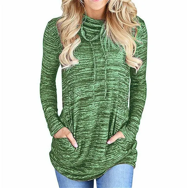 Pocket Drawstring Slim Long Hoodie
