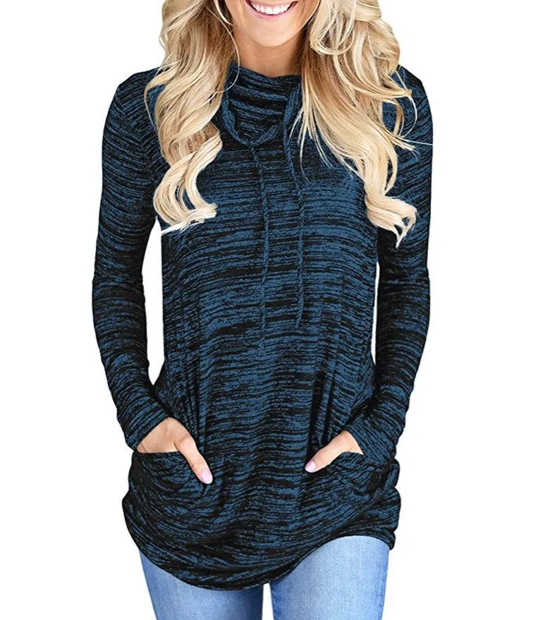 Pocket Drawstring Slim Long Hoodie