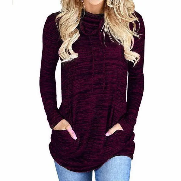 Pocket Drawstring Slim Long Hoodie