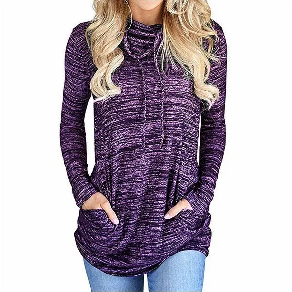 Pocket Drawstring Slim Long Hoodie