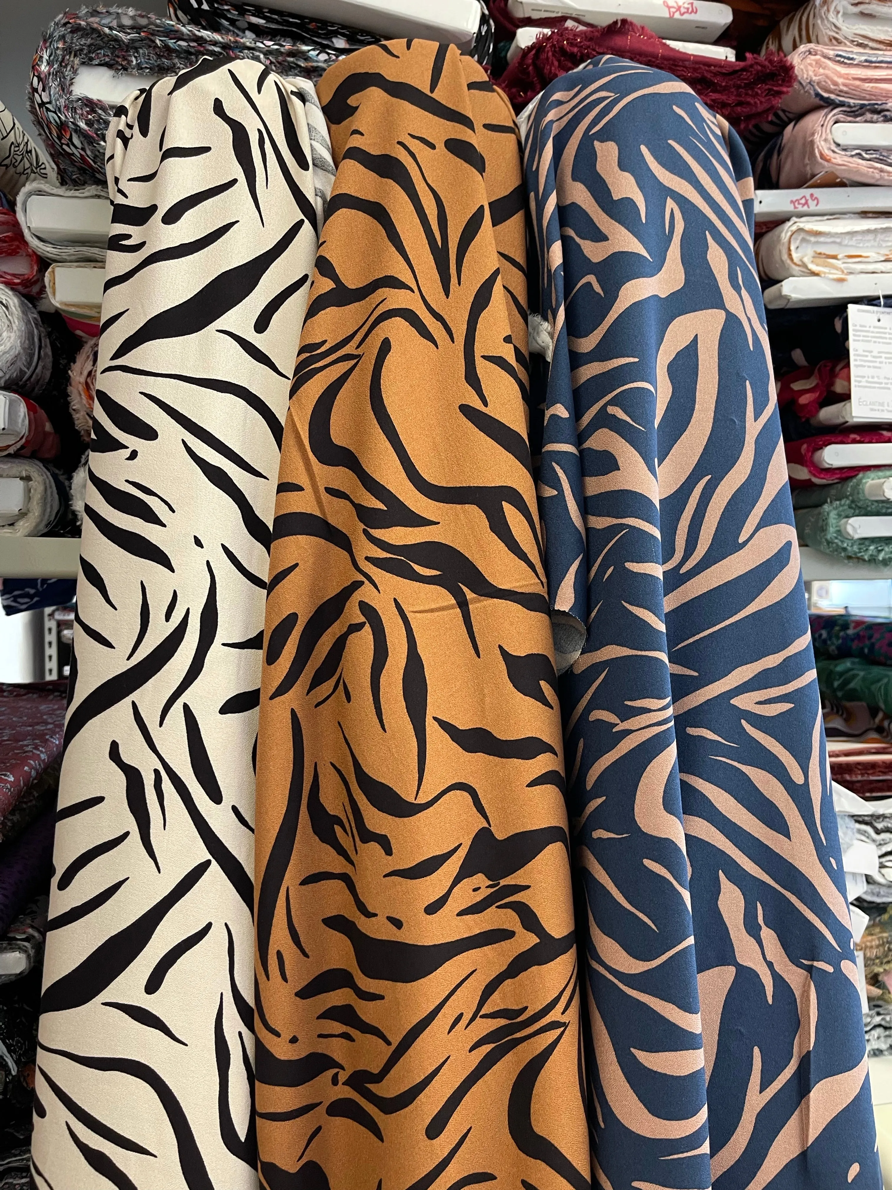 REMNANT 2.04 Metres - Zebra Camel Soft Viscose Crepe Fabric
