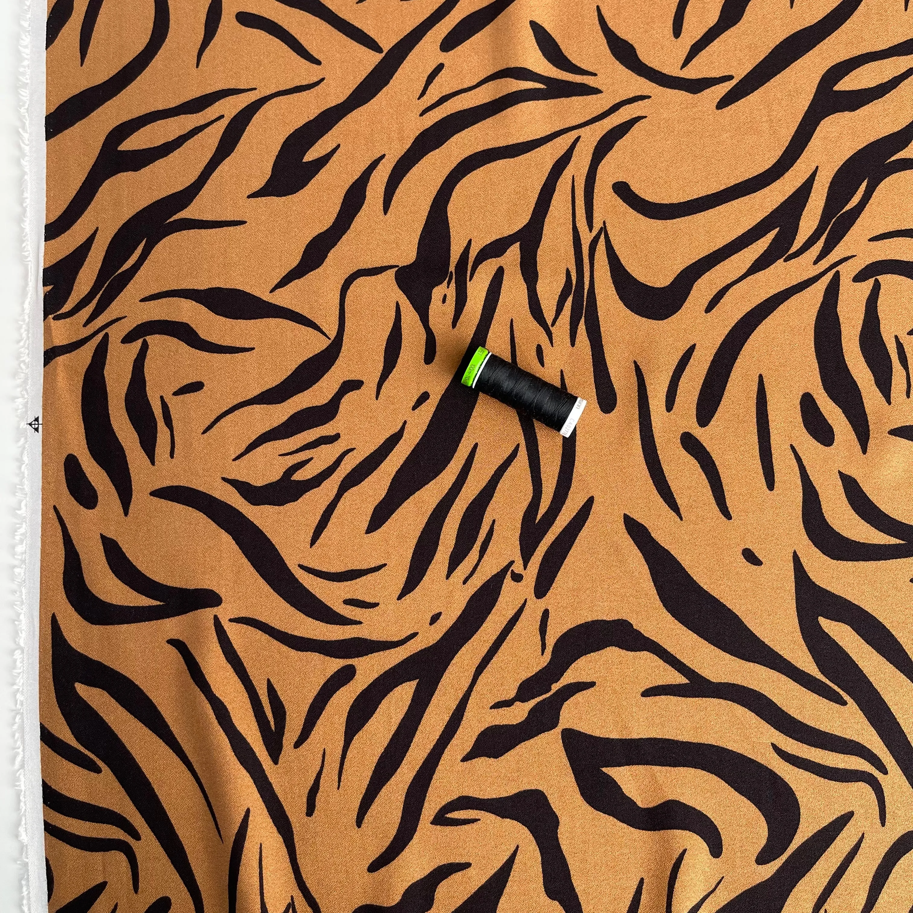 REMNANT 2.04 Metres - Zebra Camel Soft Viscose Crepe Fabric