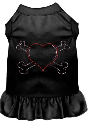 Rhinestone Heart And Crossbones Dress Black Med
