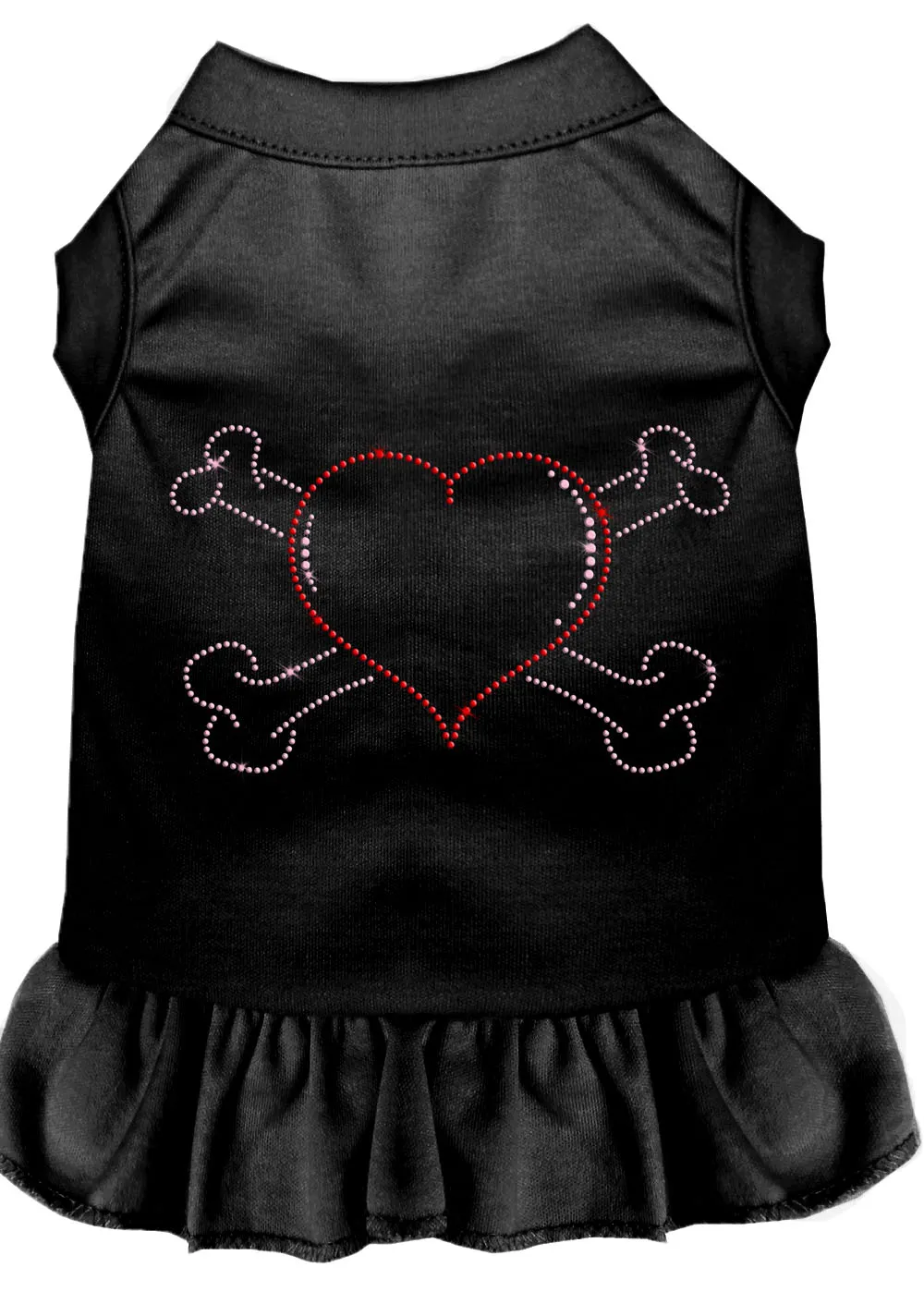 Rhinestone Heart And Crossbones Dress Black Med