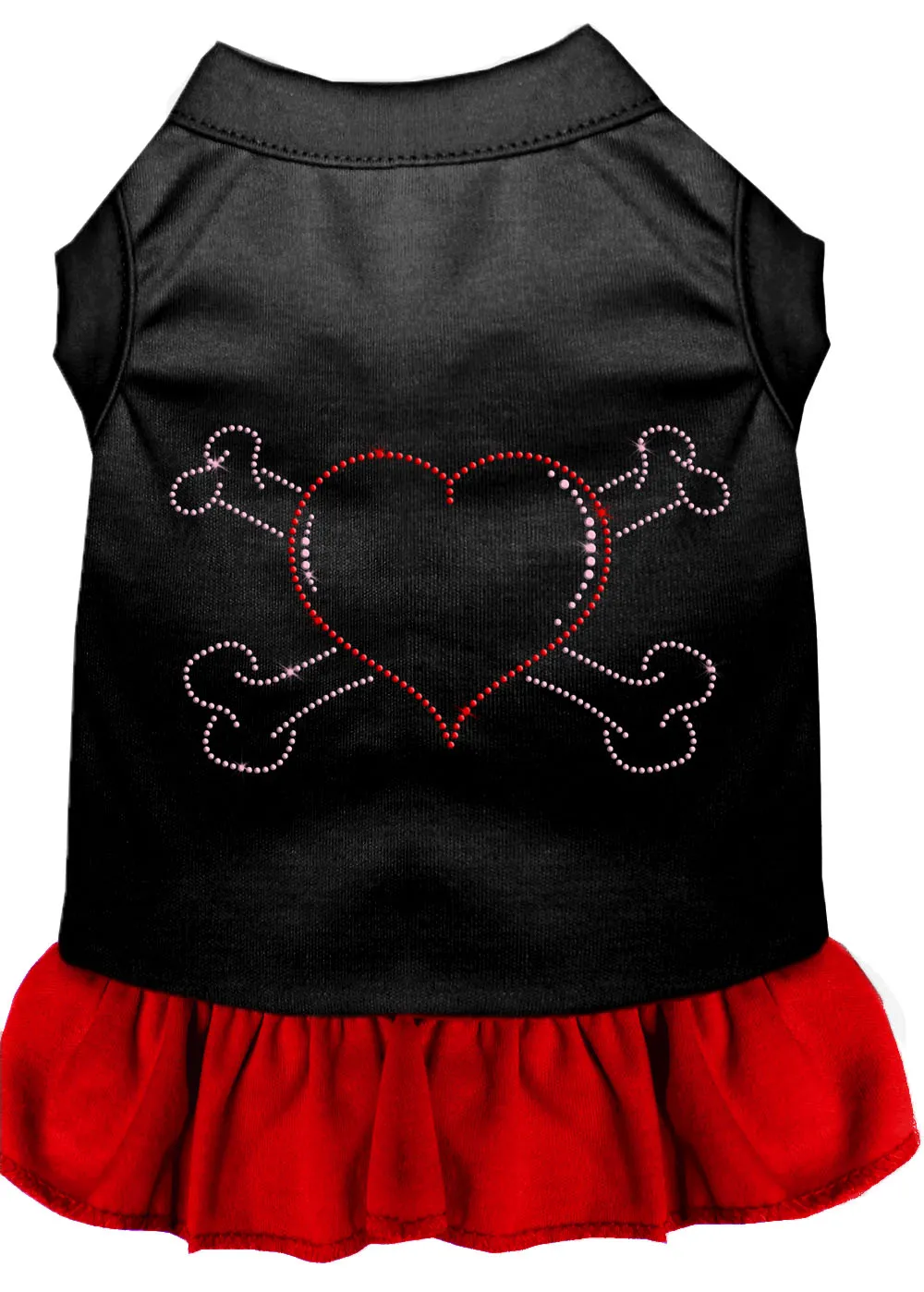 Rhinestone Heart And Crossbones Dress Black With Red Xs