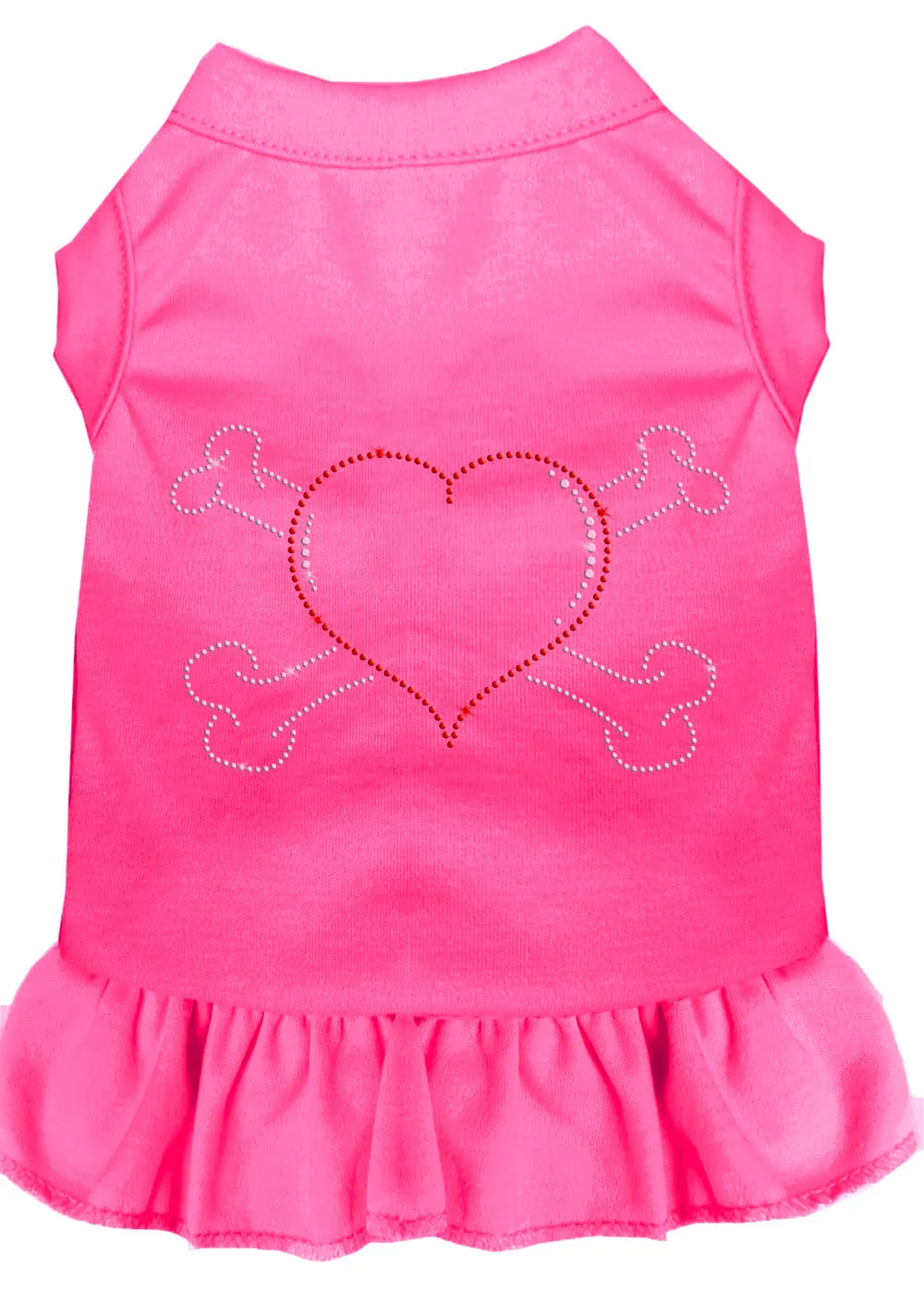Rhinestone Heart And Crossbones Dress Bright Pink Xxl