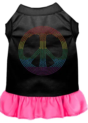 Rhinestone Rainbow Peace Dress Black With Bright Pink Xxl