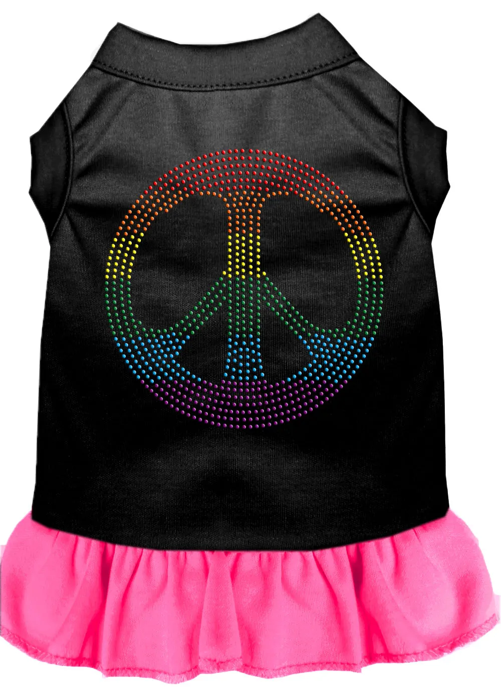 Rhinestone Rainbow Peace Dress Black With Bright Pink Xxl