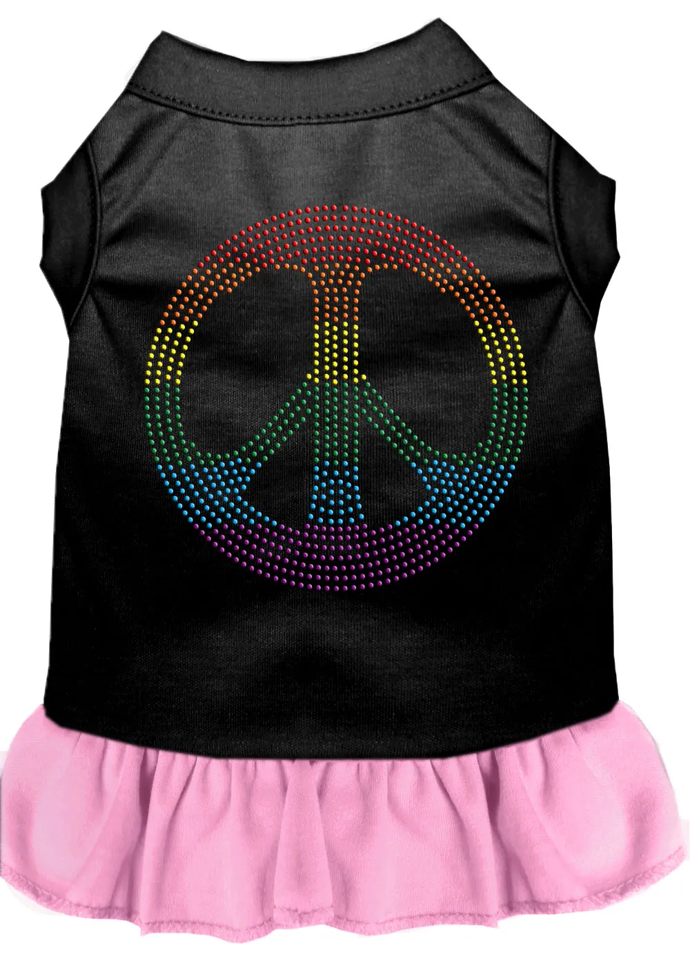 Rhinestone Rainbow Peace Dress Black With Light Pink Xxl