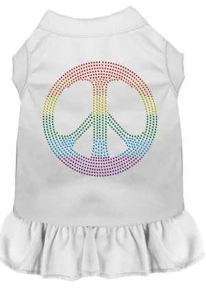 Rhinestone Rainbow Peace Dress White Sm