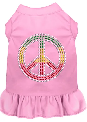 Rhinestone Rasta Peace Dress Light Pink Xxl