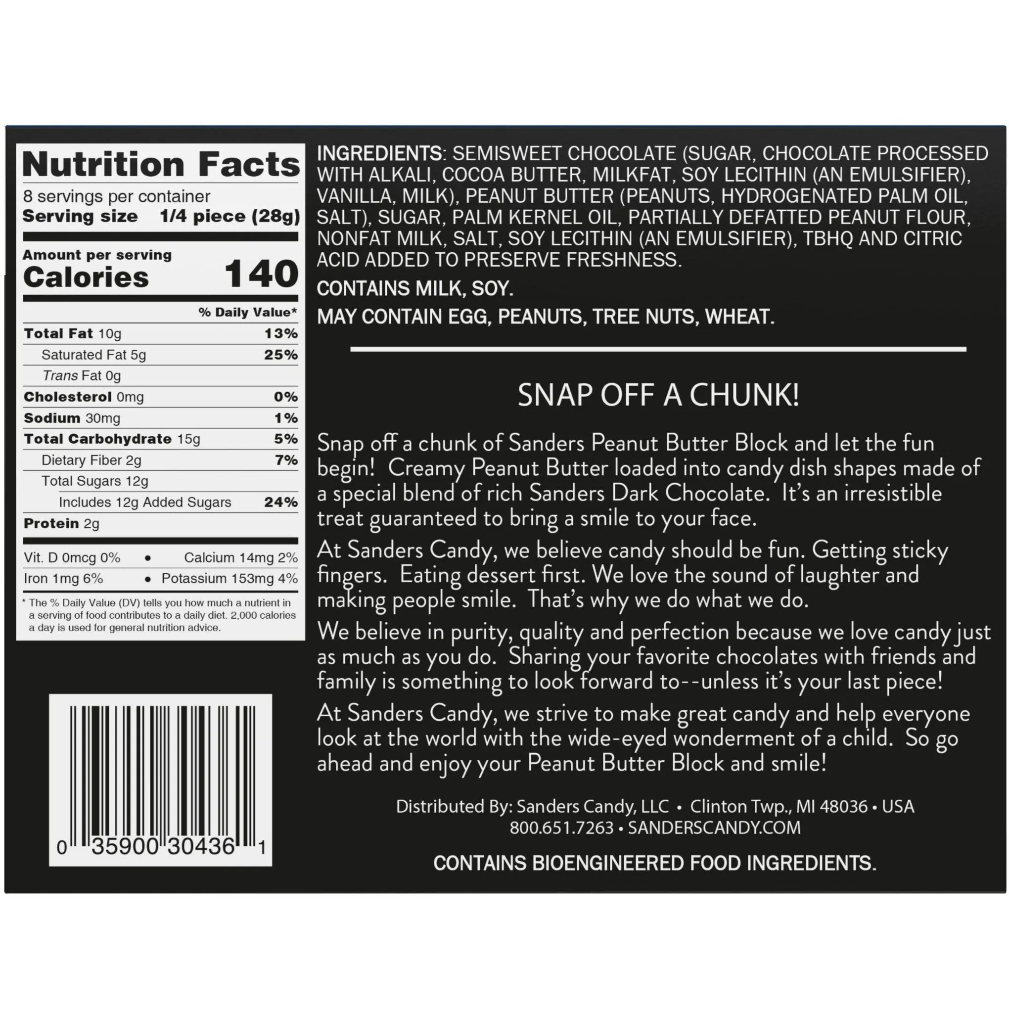 Sanders Dark Chocolate Peanut Butter Block
