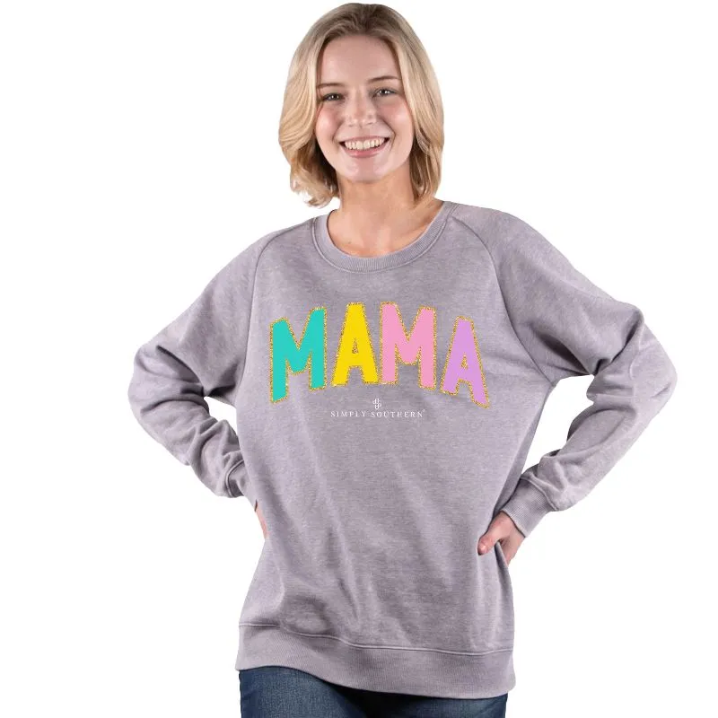 Simply Southern Crew Sweatshirts with Varsity Patch Letters