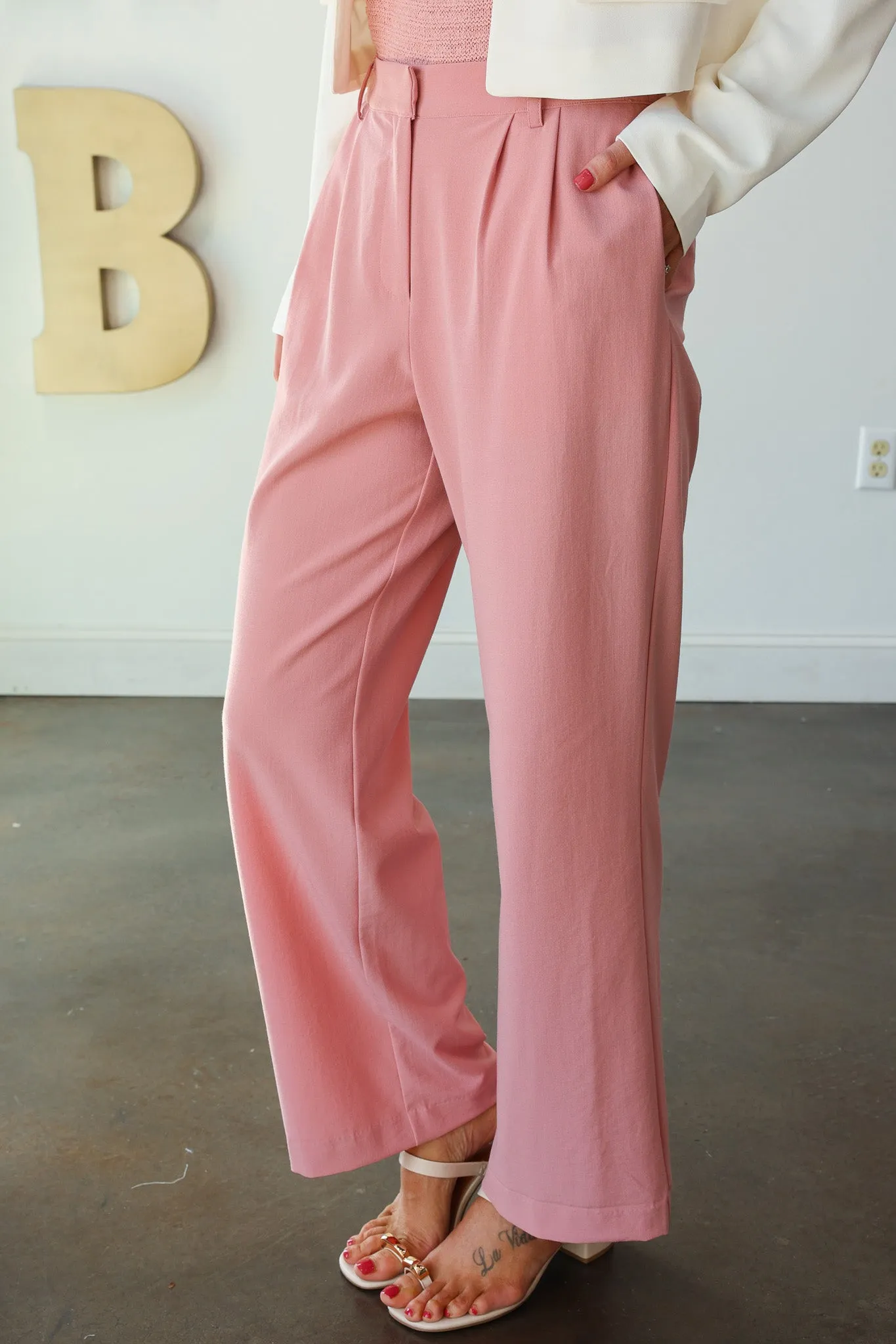 Tailored Dress Pants - Rose Quartz