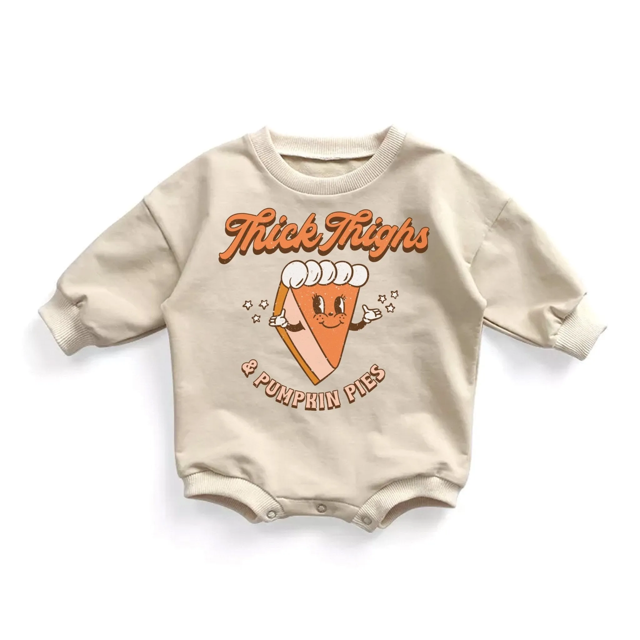 Thick Things and Pumpkin Pies Retro Cartoon Baby Romper Bubble Romper