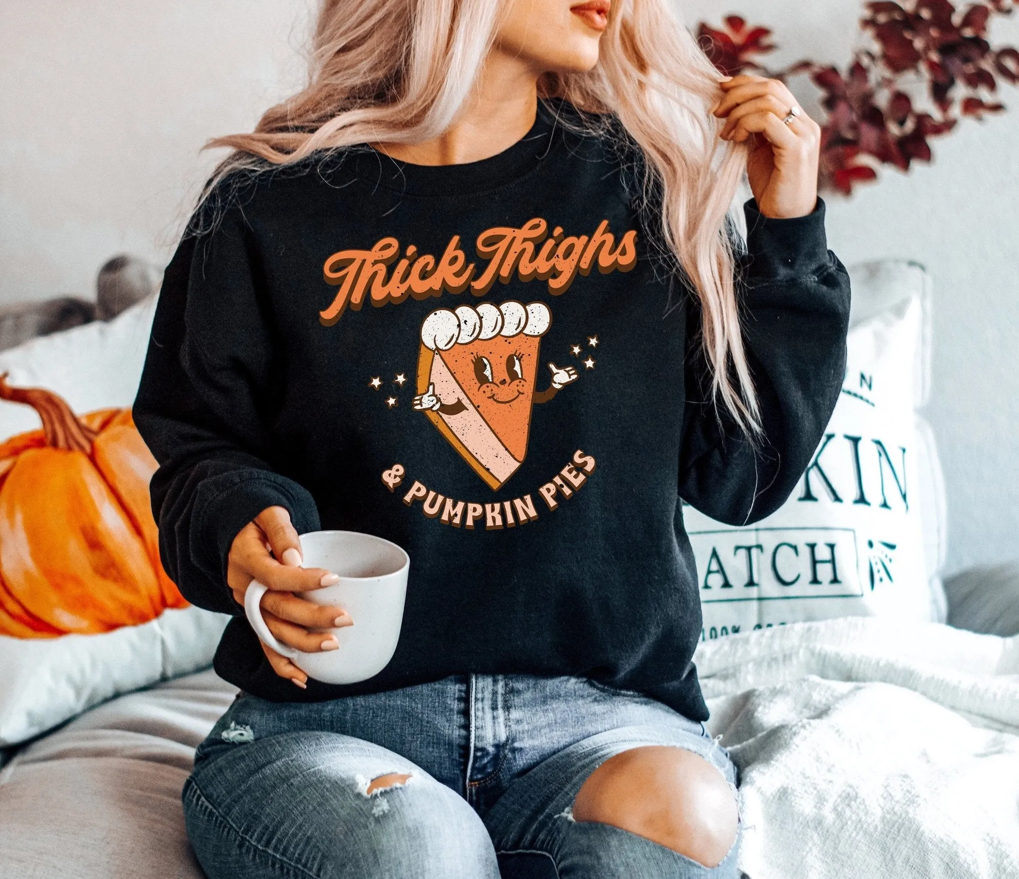 Thick Things and Pumpkin Pies Retro Cartoon Baby Romper Bubble Romper
