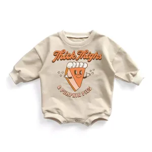 Thick Things and Pumpkin Pies Retro Cartoon Baby Romper Bubble Romper