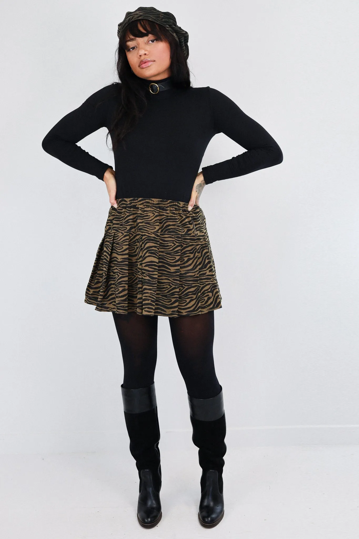 Tiger Stripe Pleated Skirt