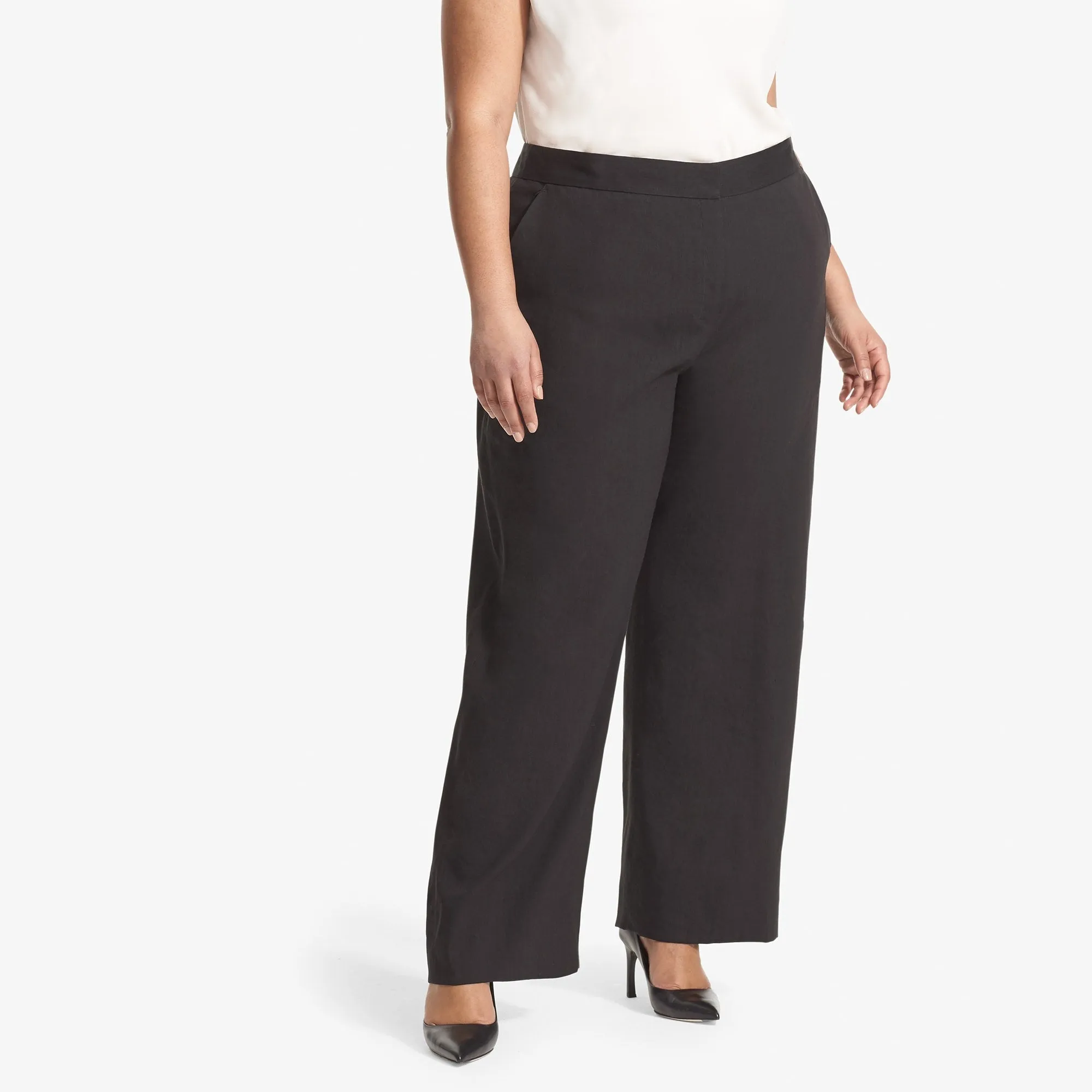 Tinsley Wide-Leg Trouser - Stretch Linen :: Black