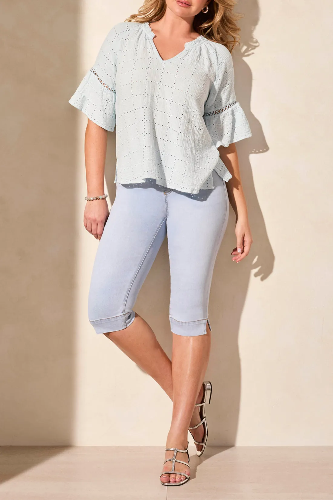 Tribal Ava Raglan Sleeve Blouse - Water