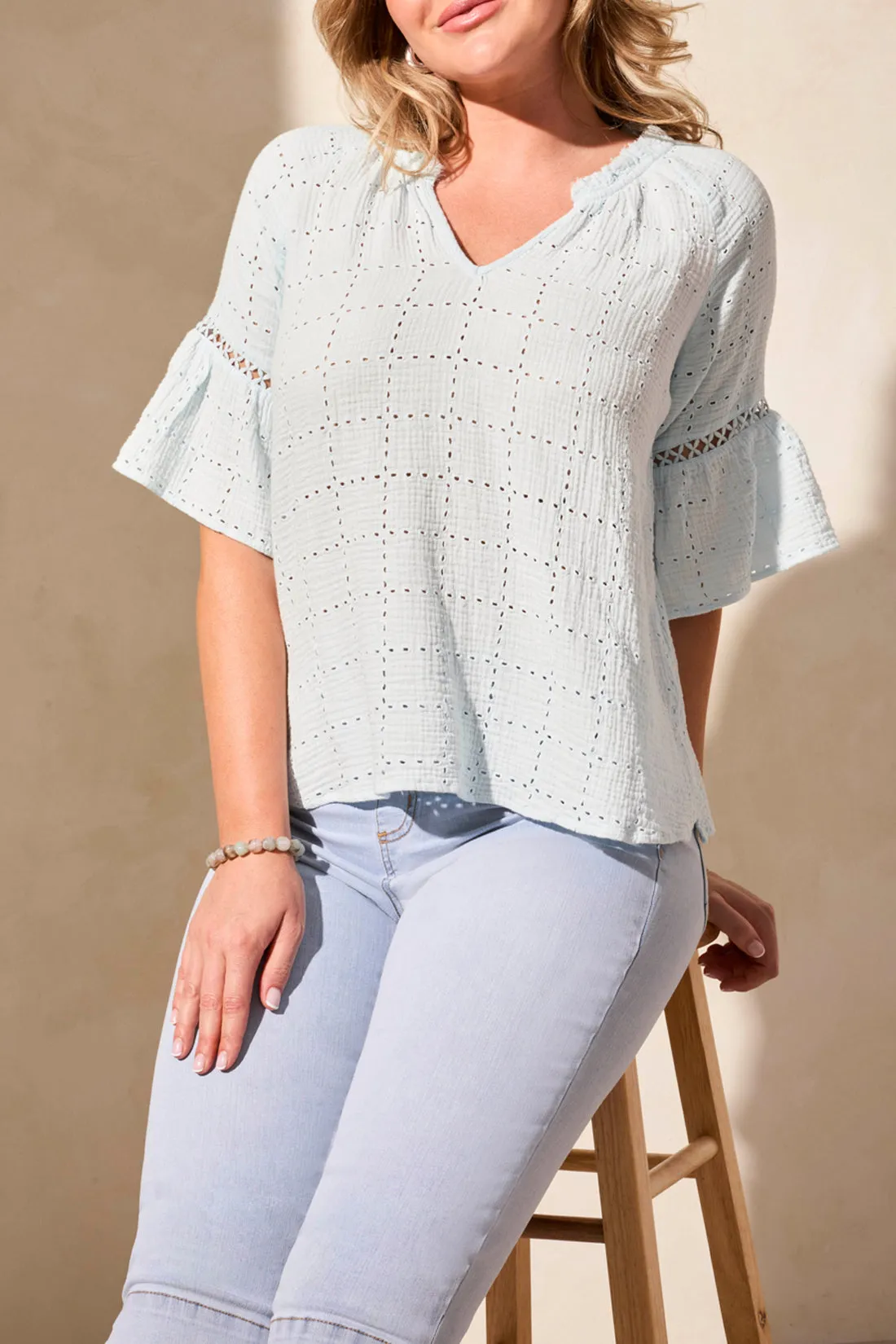 Tribal Ava Raglan Sleeve Blouse - Water