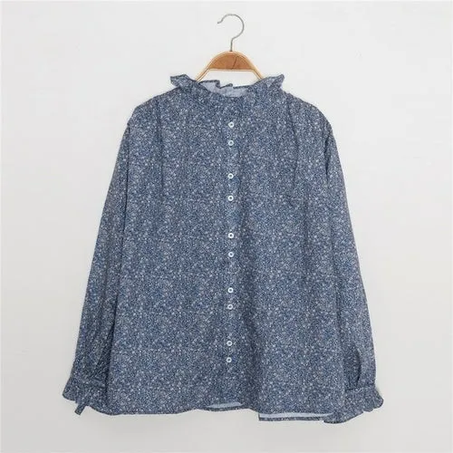 Vintage Chic Ruffle Button Blouse