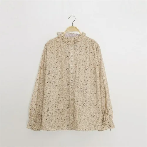 Vintage Chic Ruffle Button Blouse