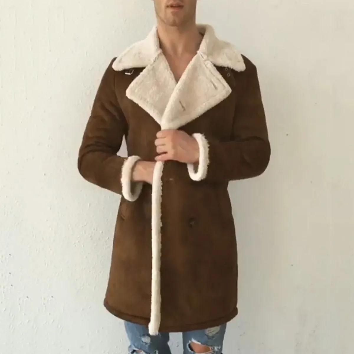 West Louis Brand Suede Inside Fleece Thick Coat